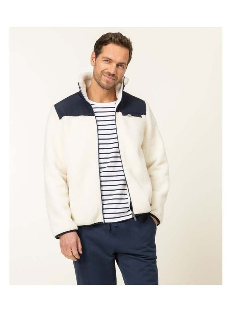 Veste bi-matière Homme sherpa blanc cassé Beige - Kiabi