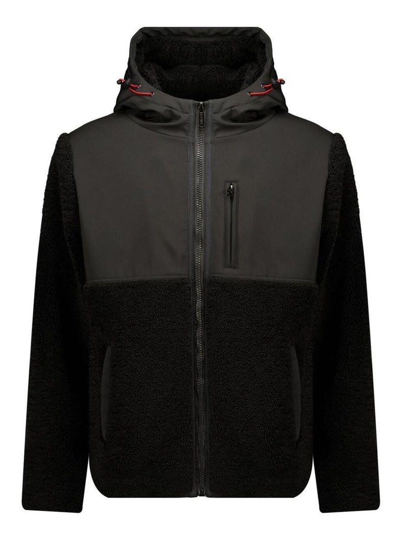 Veste bi-matière zippée à capuche  'Deeluxe' Noir - Kiabi