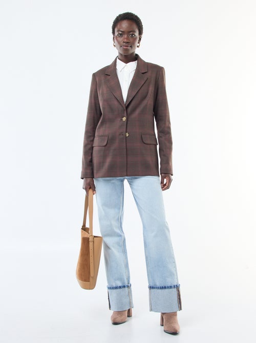 Veste blazer à carreaux - Kiabi