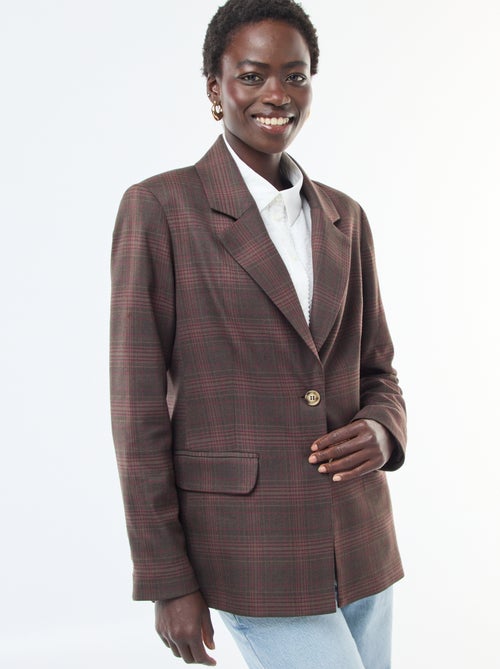 Veste blazer à carreaux - Kiabi