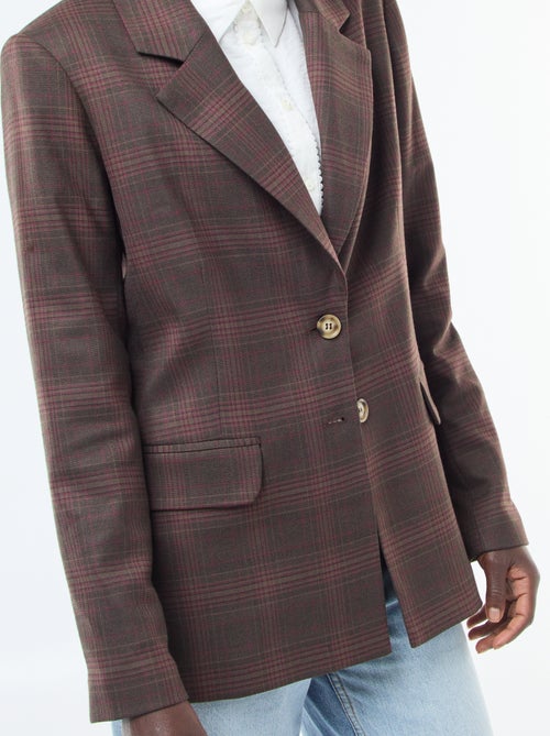 Veste blazer à carreaux - Kiabi
