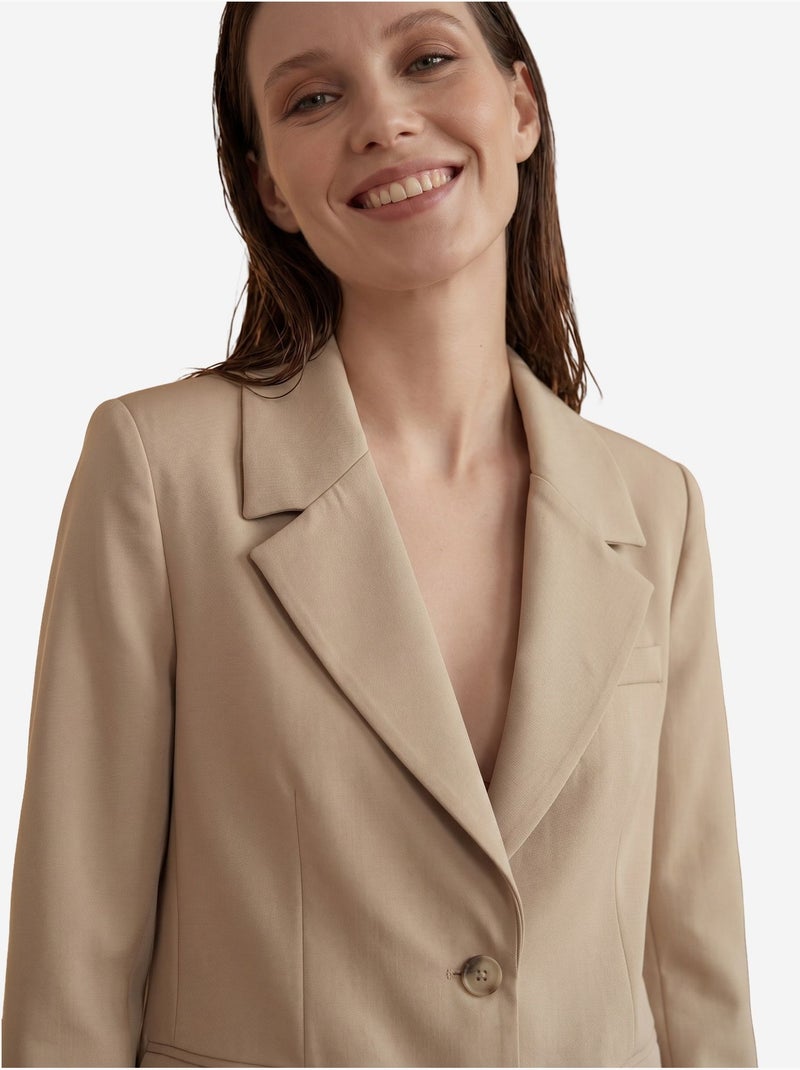 Veste blazer à col châle et boutons my fashion Beige naturel - Kiabi