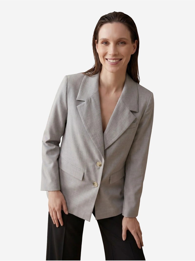 Veste blazer à col châle et boutons my fashion Gris clair - Kiabi