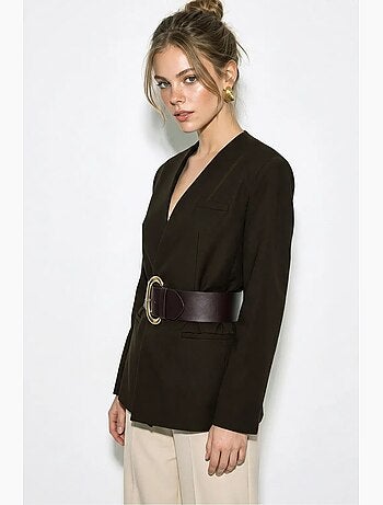 Veste blazer à col en v ceinturée lucci