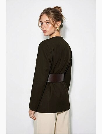 Veste blazer à col en v ceinturée lucci