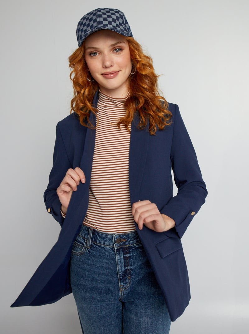Veste blazer aux manches 3/4 Bleu marine - Kiabi