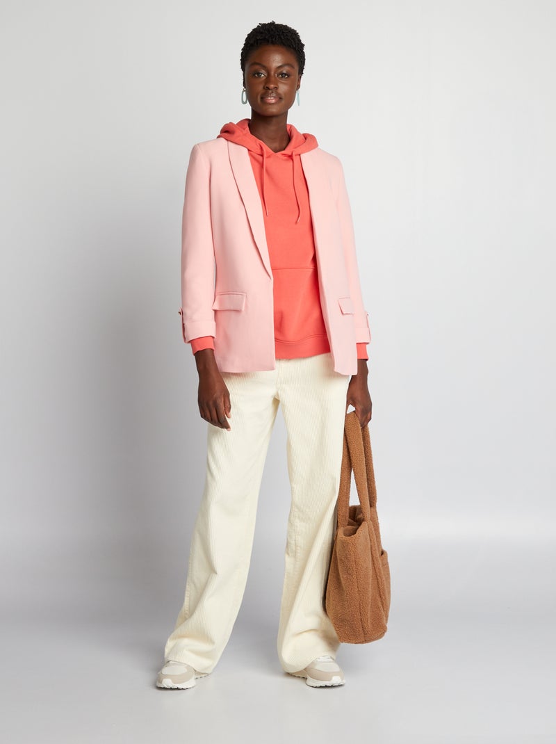 Veste blazer aux manches 3/4 Rose - Kiabi