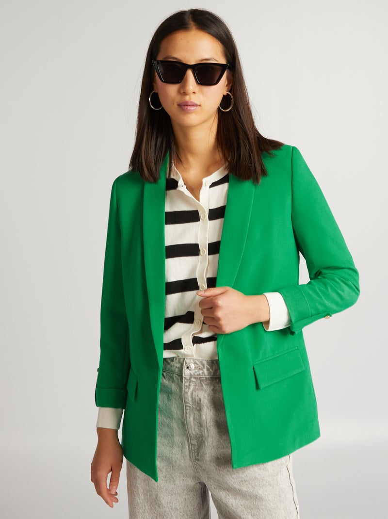 Veste blazer aux manches 3/4 Vert - Kiabi
