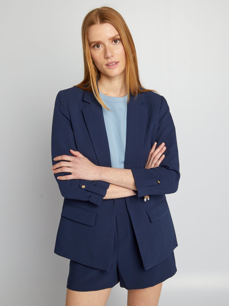 Veste blazer avec manches retroussées Bleu marine - Kiabi