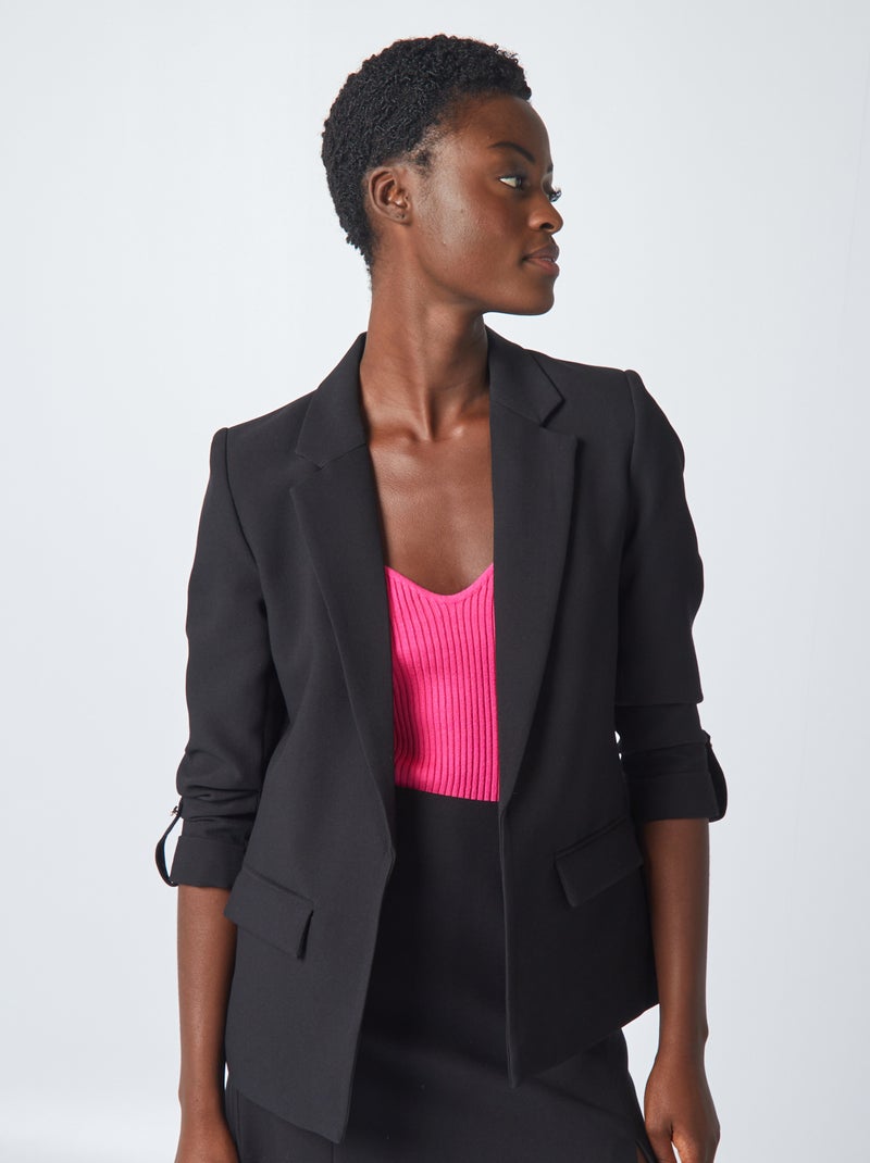 Veste blazer avec manches retroussées noir - Kiabi