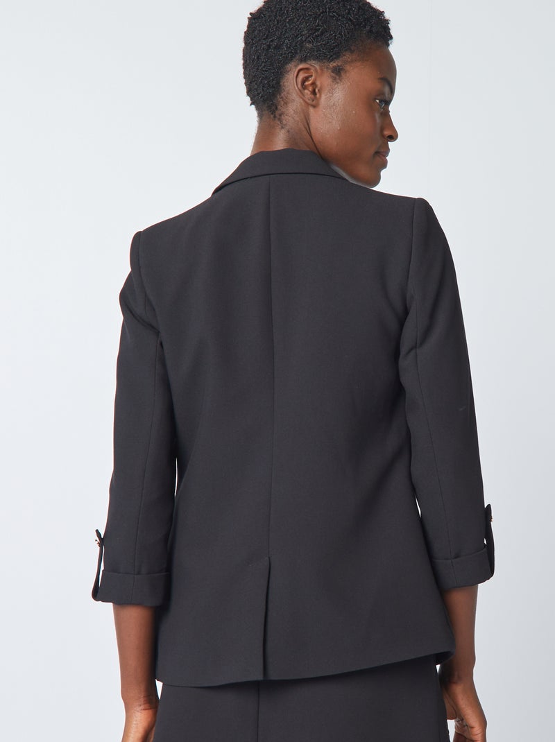 Veste blazer avec manches retroussées noir - Kiabi