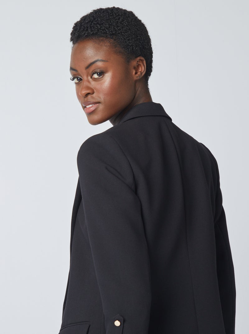 Veste blazer avec manches retroussées noir - Kiabi