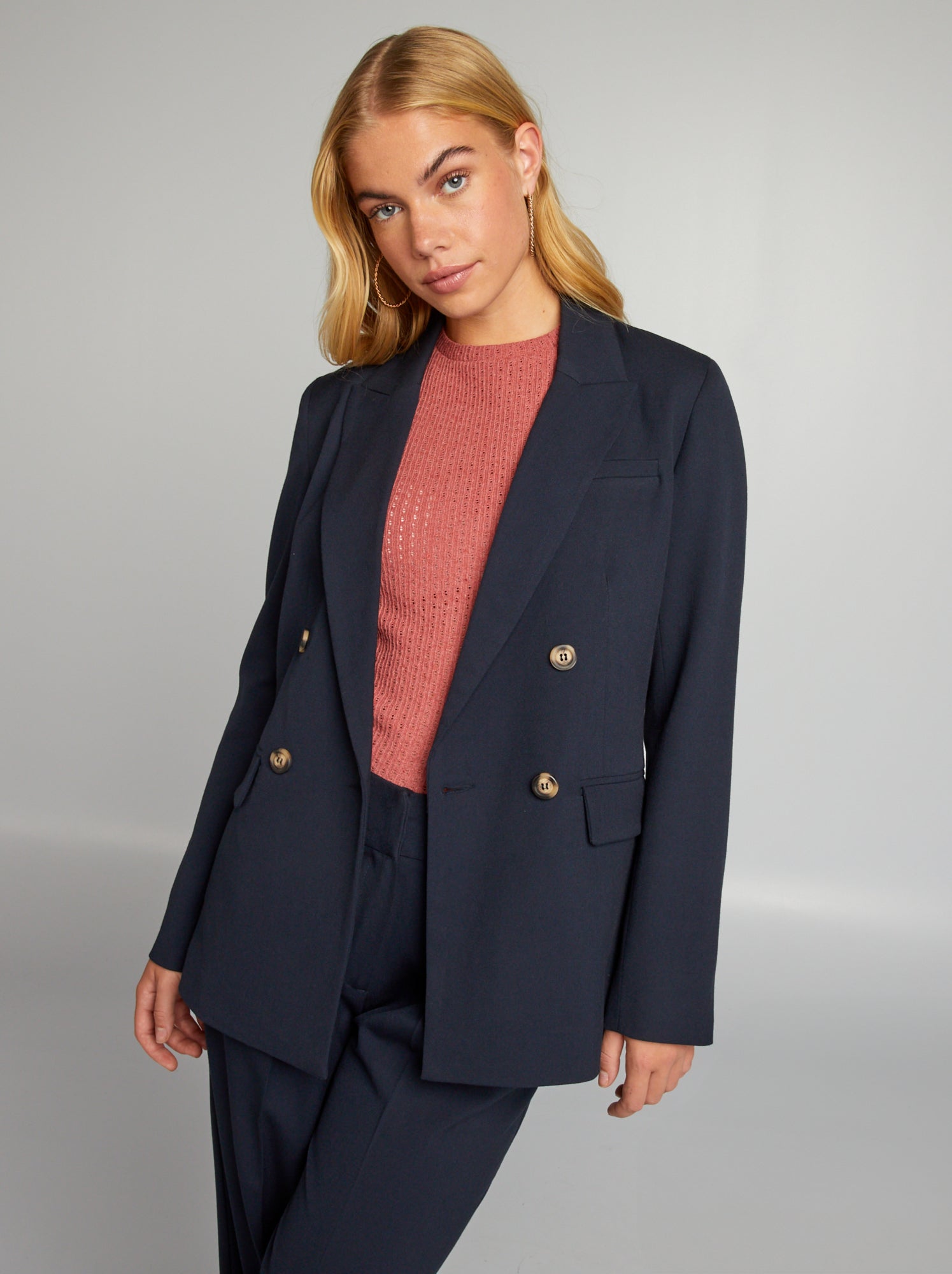 Veste Blazer En Cuir Bleu Pour Femme - Taille 14, Occasion Très Bon état