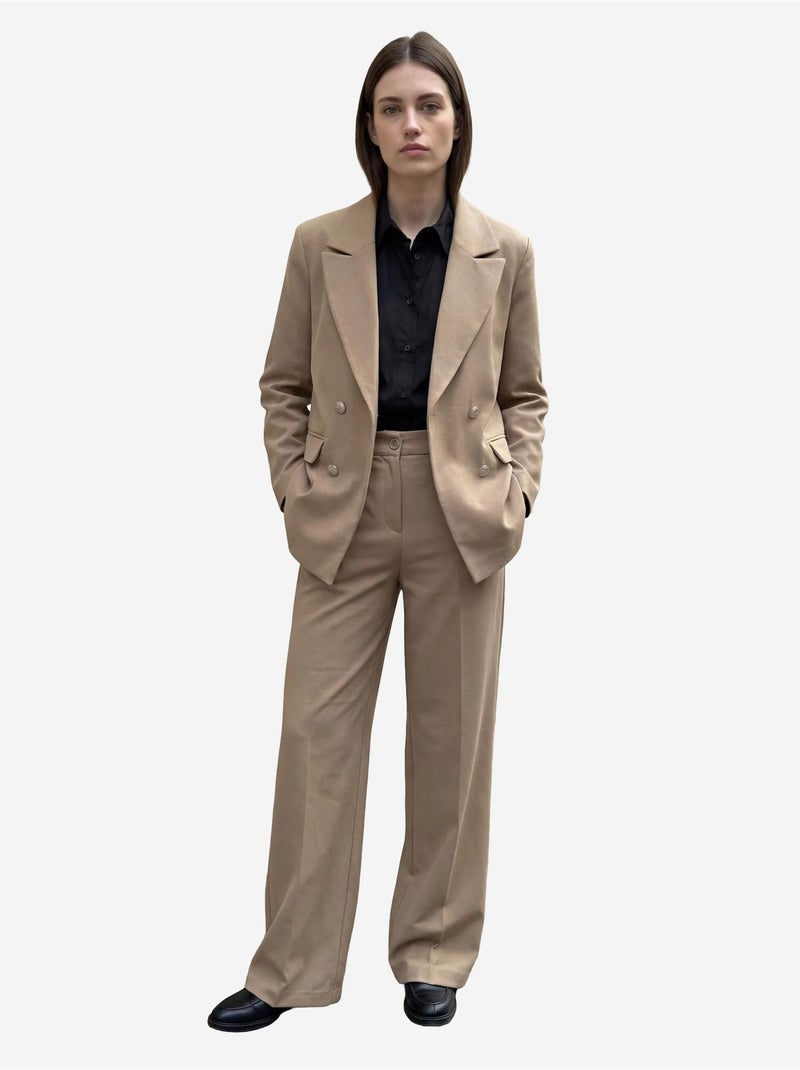 Veste blazer boutonnée pour femme my fashion Camel - Kiabi