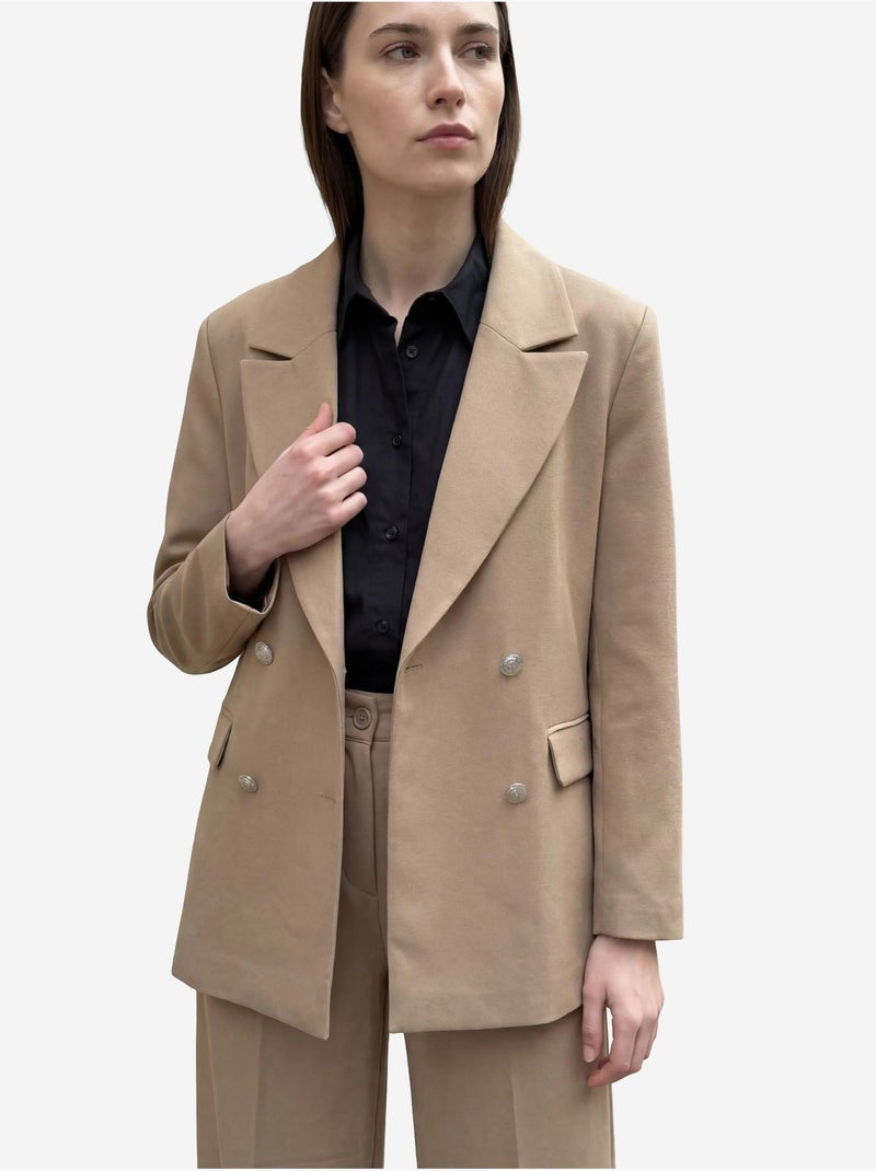 Veste blazer boutonnée pour femme my fashion Camel - Kiabi