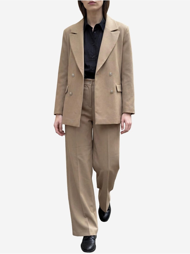 Veste blazer boutonnée pour femme my fashion Camel - Kiabi