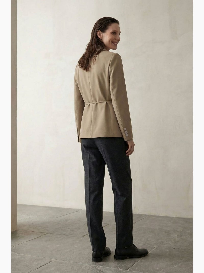 Veste blazer ceinturée en crêpe my fashion Camel - Kiabi