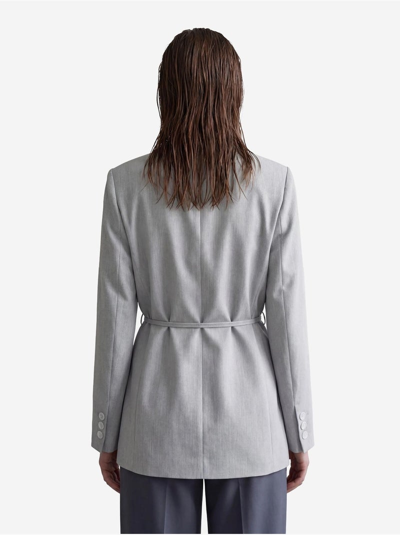 Veste blazer ceinturée en crêpe my fashion Gris - Kiabi