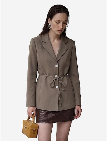 Veste blazer ceinturée en crêpe my fashion