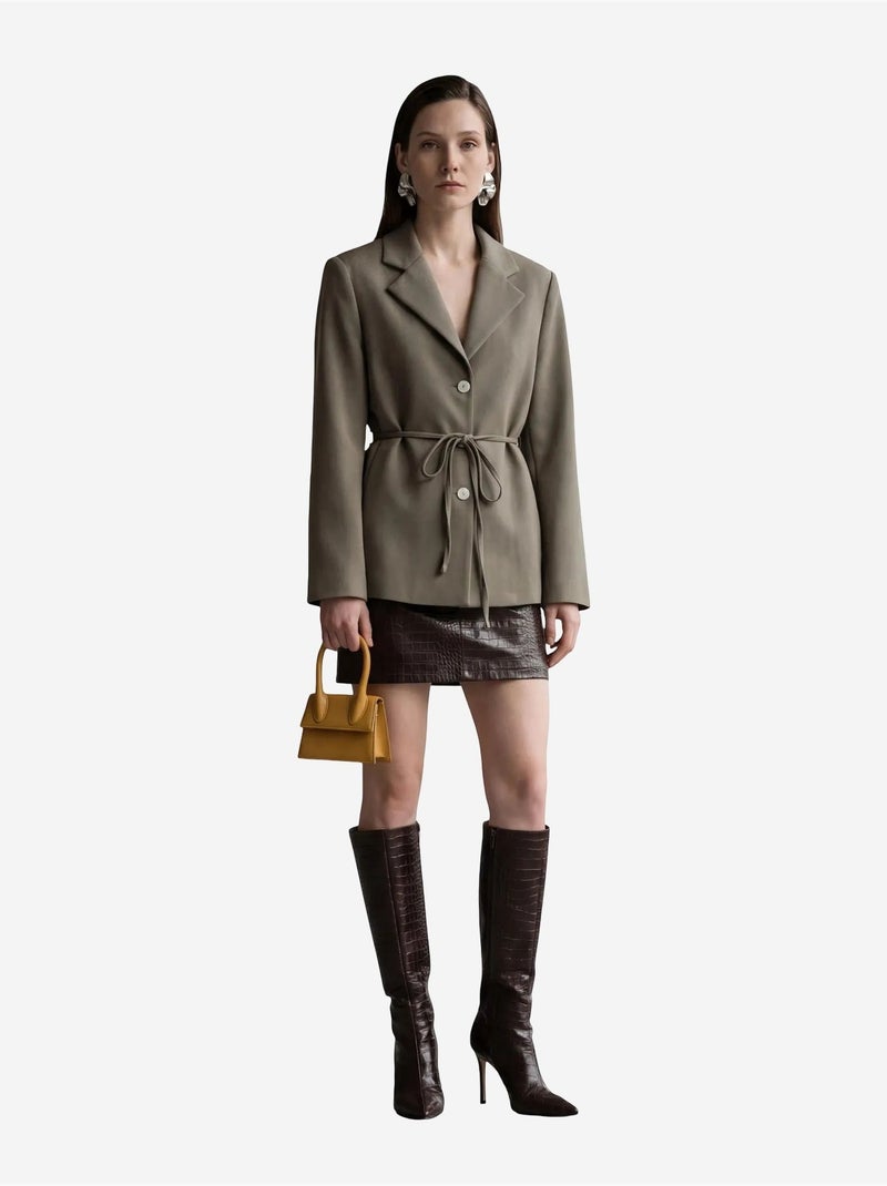 Veste blazer ceinturée en crêpe my fashion Kaki - Kiabi