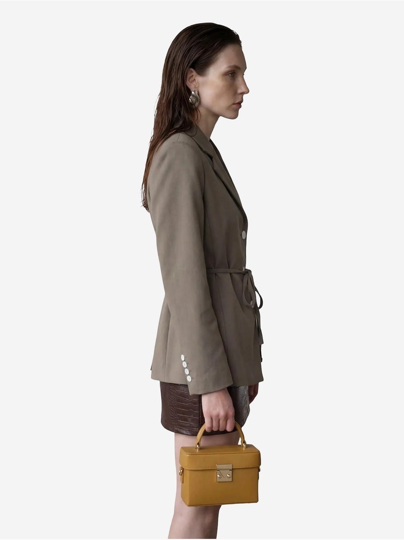 Veste blazer ceinturée en crêpe my fashion Kaki - Kiabi