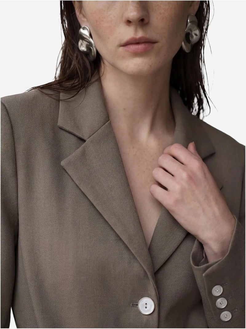 Veste blazer ceinturée en crêpe my fashion Kaki - Kiabi