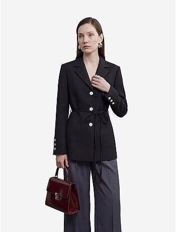 Veste blazer ceinturée en crêpe my fashion