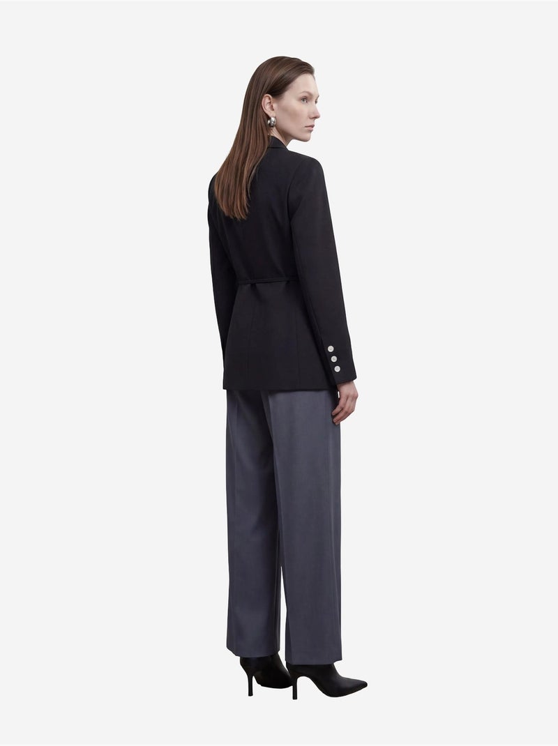 Veste blazer ceinturée en crêpe my fashion Noir - Kiabi