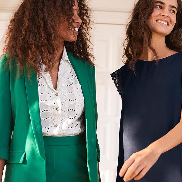 Veste blazer col droit Femme vert Kiabi 25,00€ Veste blazer col droit Femme bordeaux Kiabi 25,00€