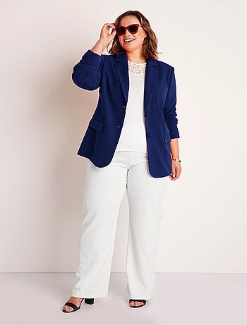 Veste blazer coupe droite maille unie