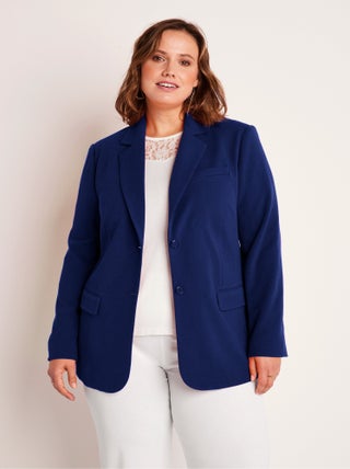 Veste blazer coupe droite maille unie