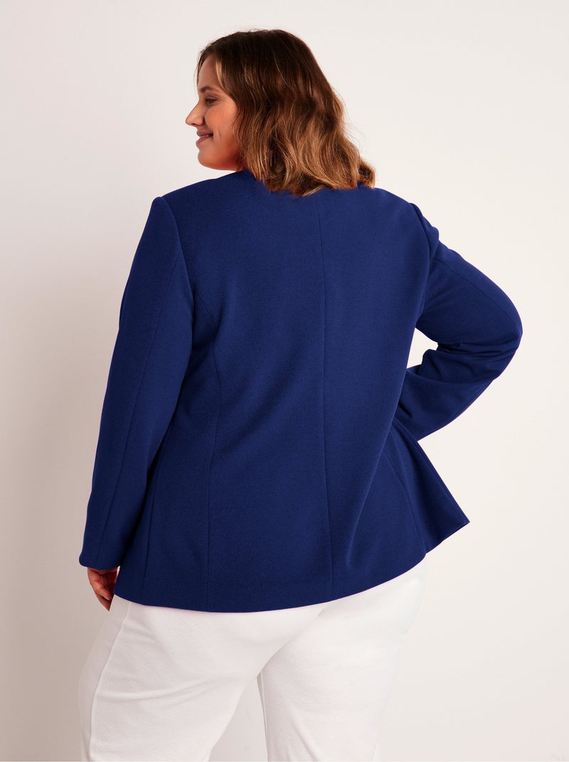 Veste blazer coupe droite maille unie Bleu marine - Kiabi