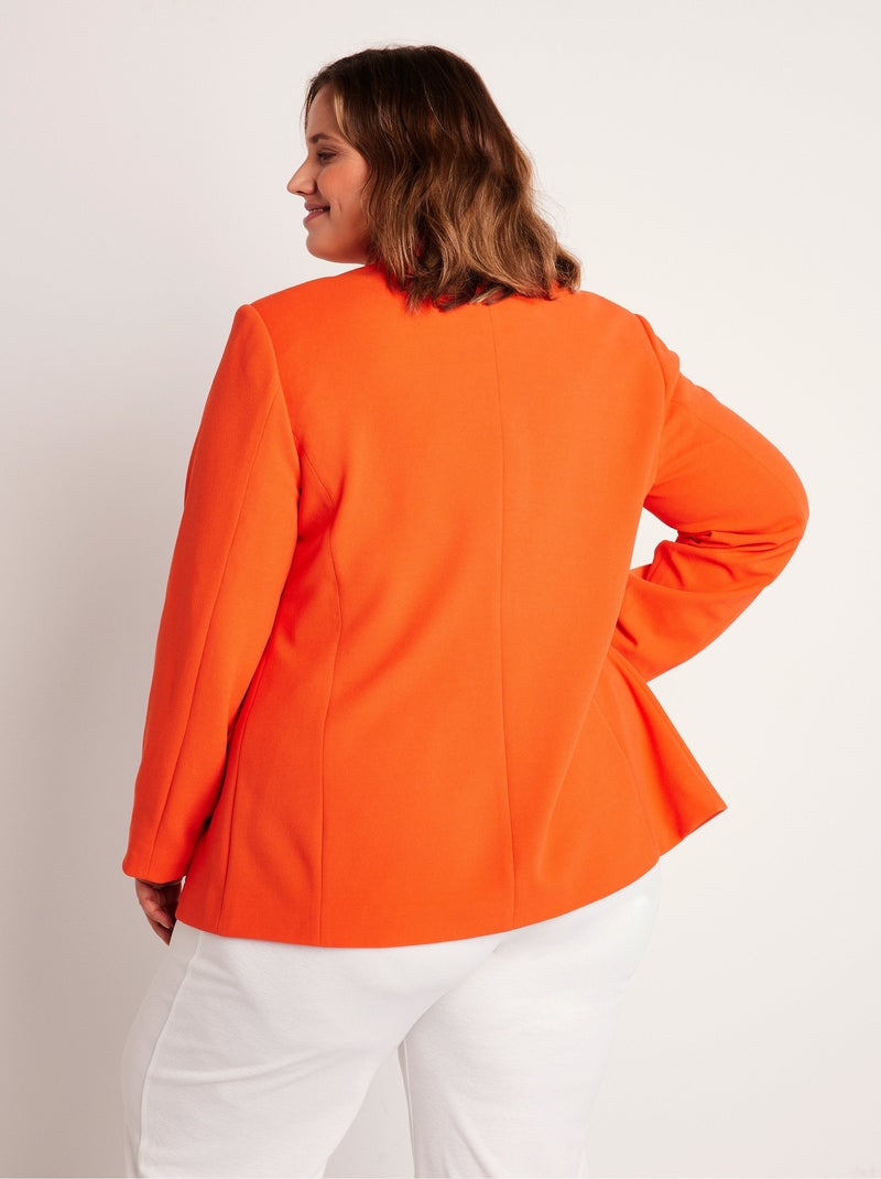 Veste blazer coupe droite maille unie Orange - Kiabi