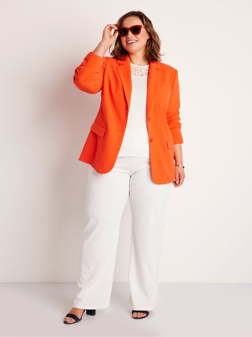 Veste blazer coupe droite maille unie - Kiabi