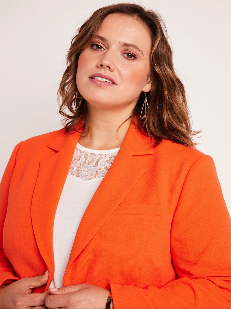 Veste blazer coupe droite maille unie Orange - Kiabi