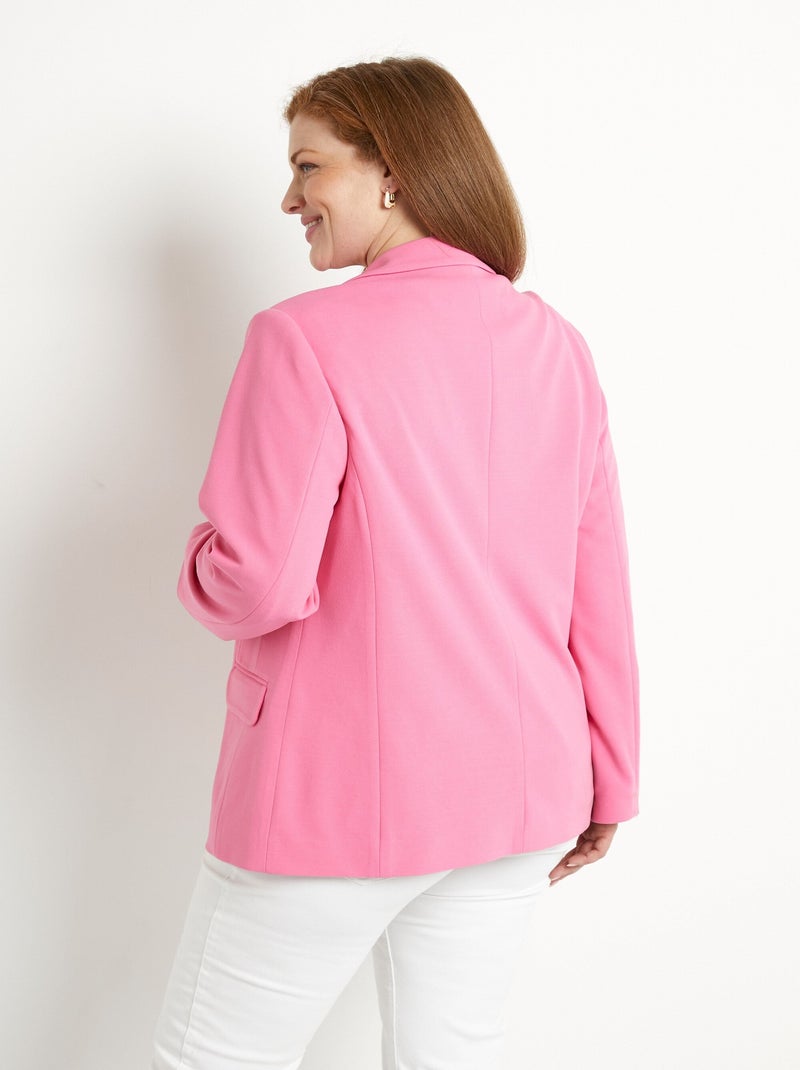 Veste blazer coupe droite maille unie Rose - Kiabi