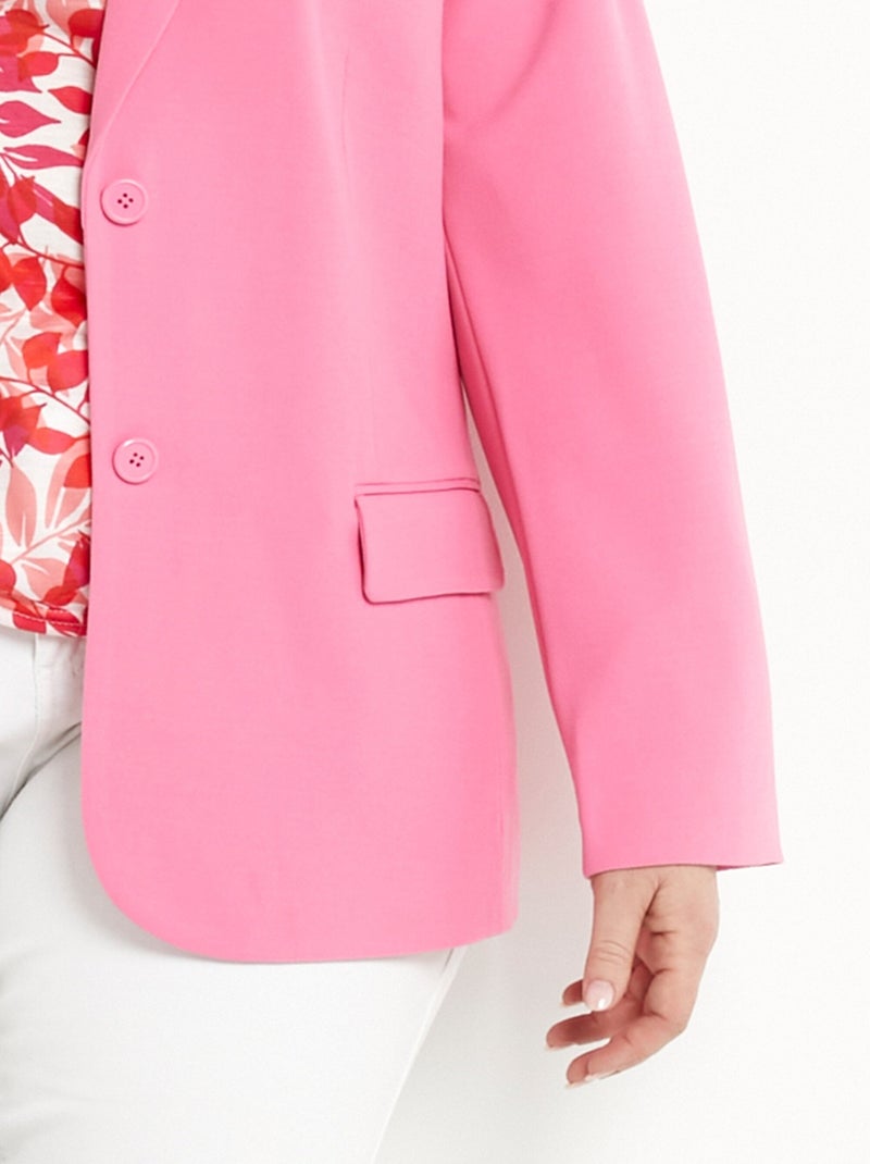 Veste blazer coupe droite maille unie Rose - Kiabi