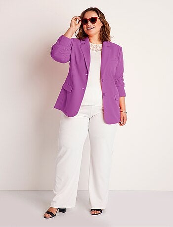 Veste blazer coupe droite maille unie