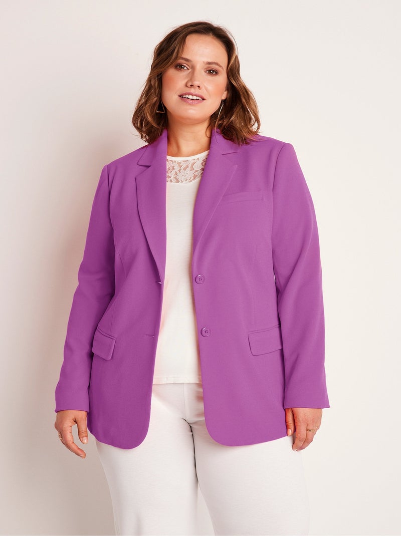 Veste blazer coupe droite maille unie Violet - Kiabi