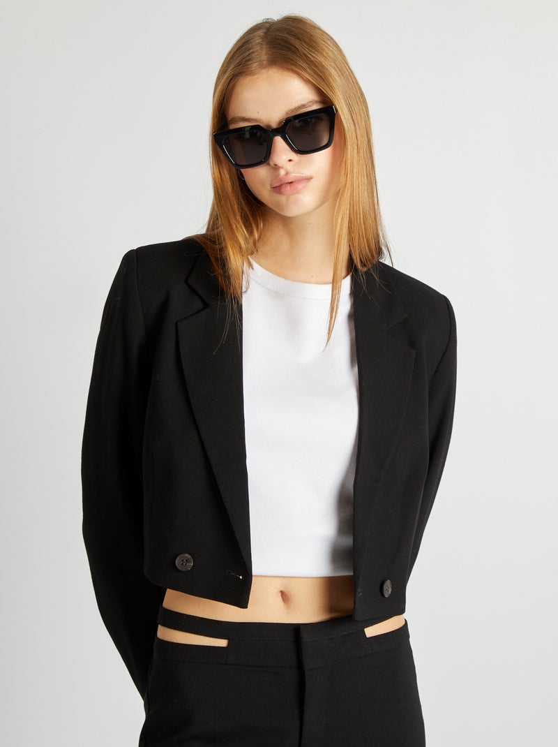 Veste blazer crop noir - Kiabi