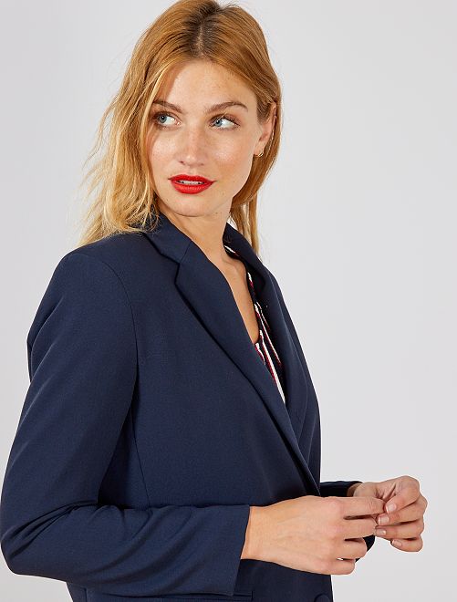 Manteau Femme Long En Tweed - Veste Bureau Double Boutonnage - Style Classique Automne/Hiver