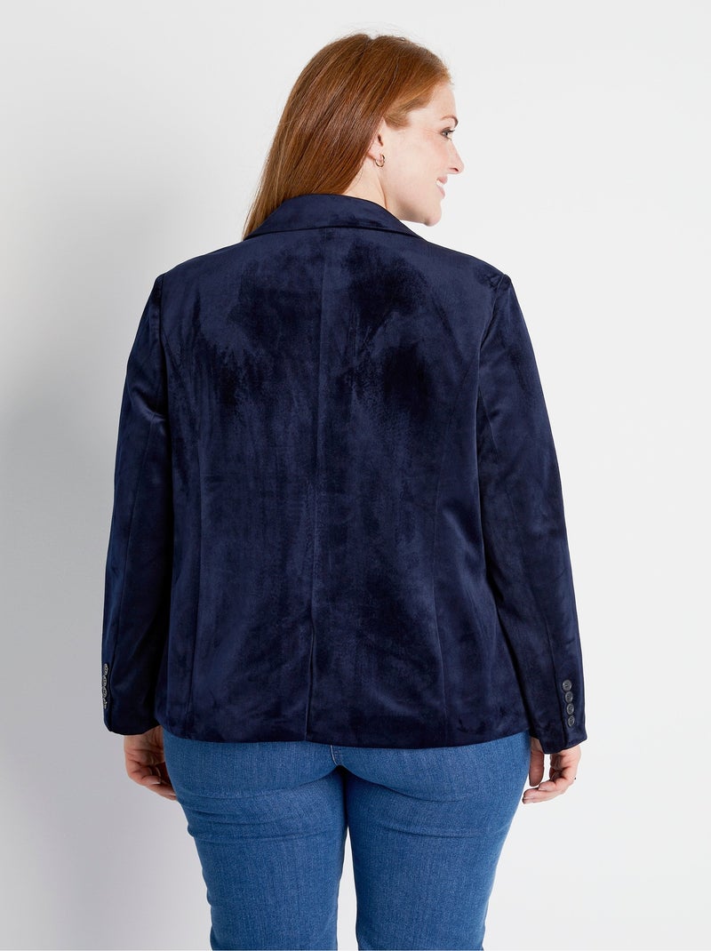 Veste blazer droite velours uni col tailleur - AFIBEL Bleu - Kiabi