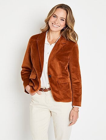 Veste blazer droite velours uni col tailleur - AFIBEL