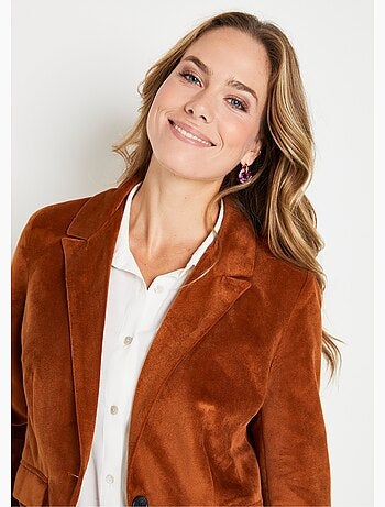 Veste blazer droite velours uni col tailleur - AFIBEL