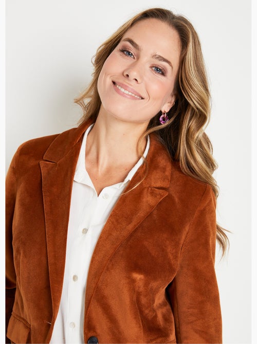 Veste blazer droite velours uni col tailleur - AFIBEL - Kiabi