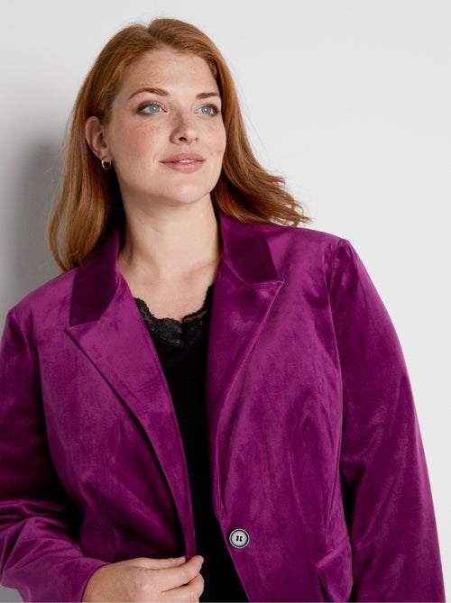 Veste blazer droite velours uni col tailleur - AFIBEL - Kiabi