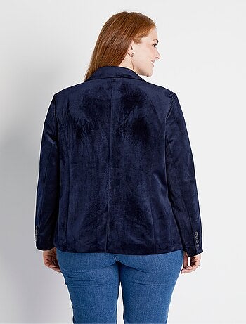 Veste blazer droite velours uni col tailleur