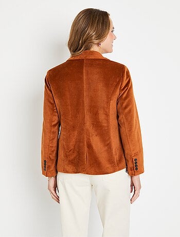 Veste blazer droite velours uni col tailleur