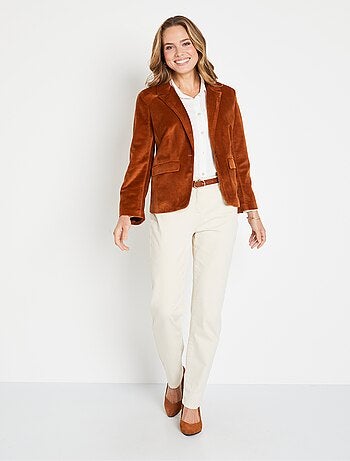 Veste blazer droite velours uni col tailleur