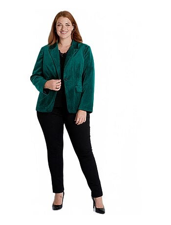 Veste blazer droite velours uni col tailleur
